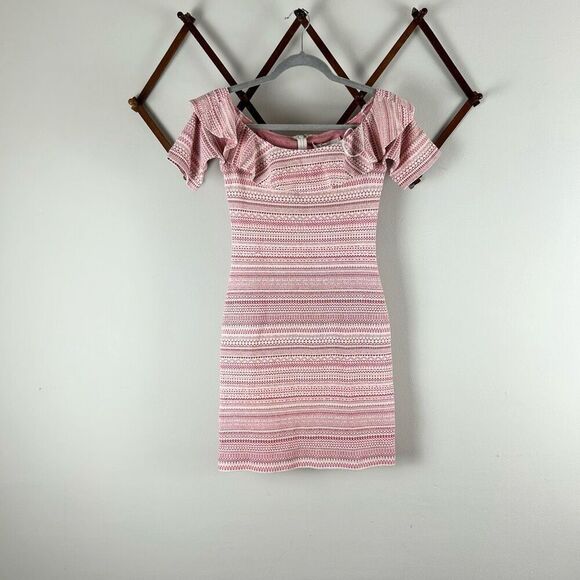 AMANDA UPRICHARD Multiprint Off The Shoulder Dress Pink Size Small NWT O481 - Picture 1 of 7